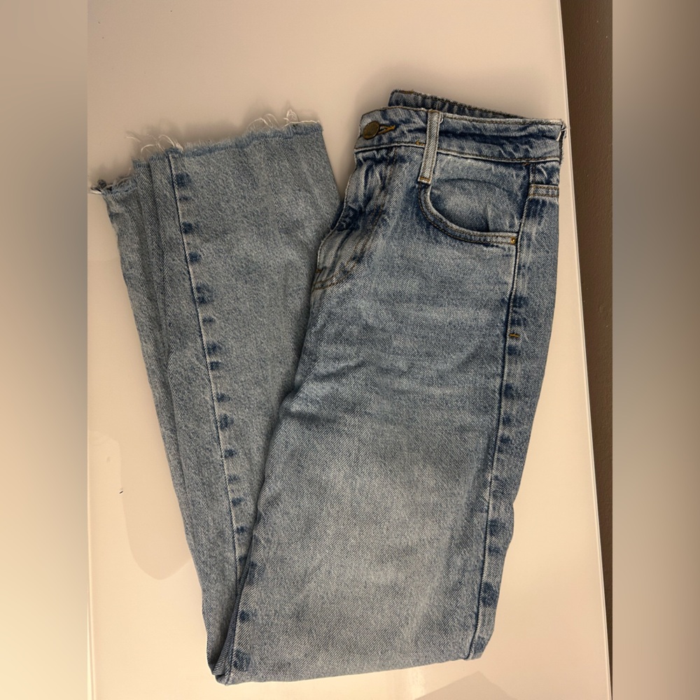 Zara Straight Leg Raw Hem Jeans